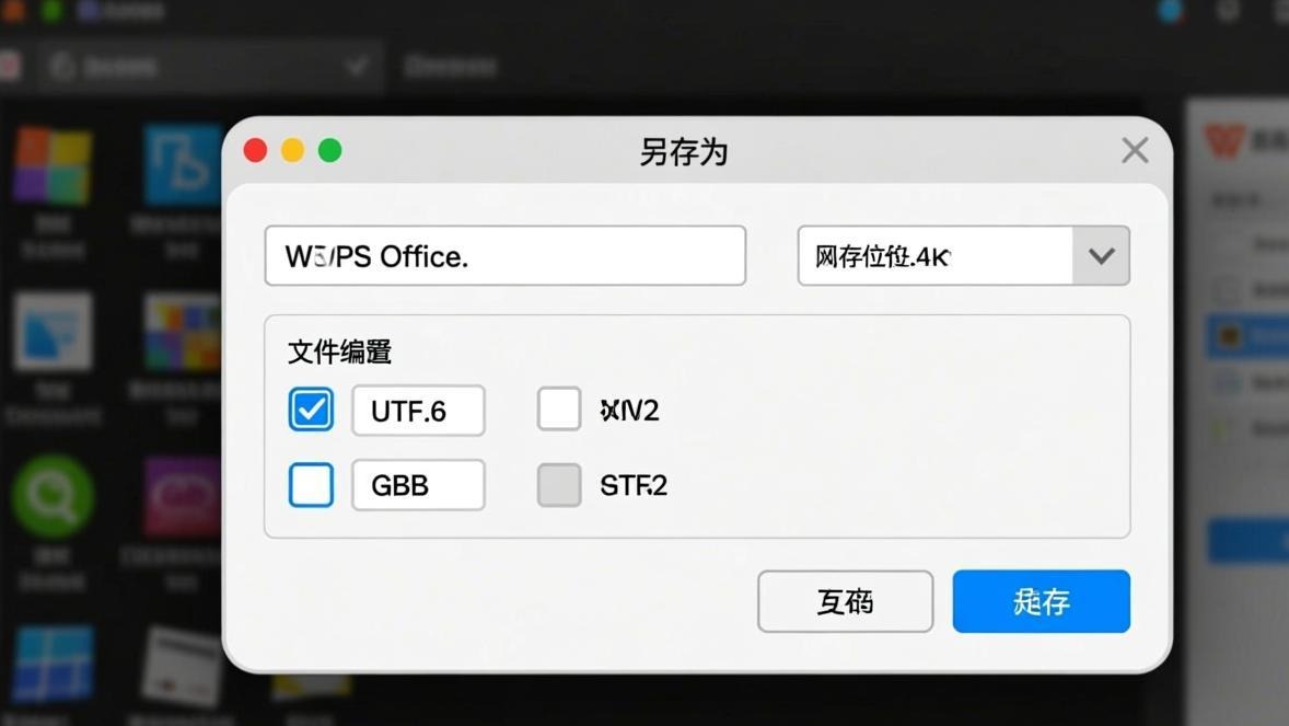 WPS文件编码格式设置界面