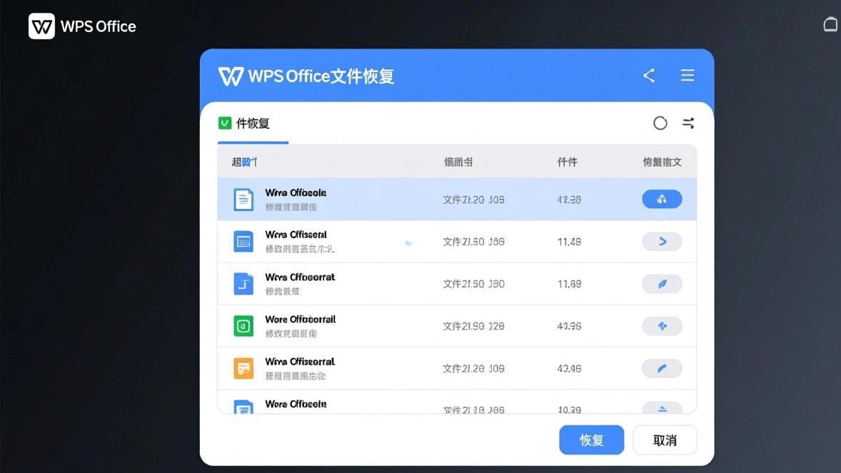 WPS文件恢复功能界面