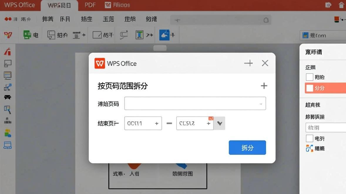 WPS PDF拆分操作界面