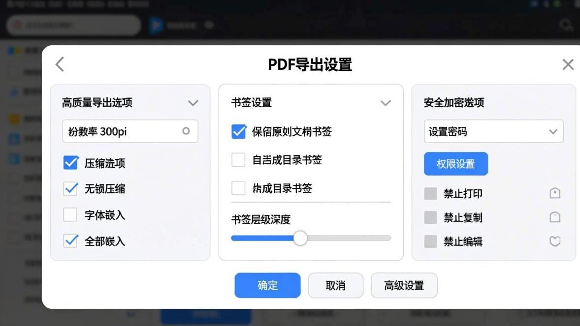 WPS演示PDF导出参数设置界面