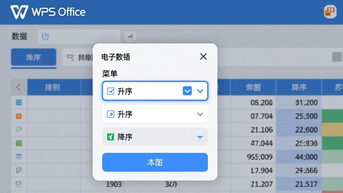 WPS表格排序菜单界面