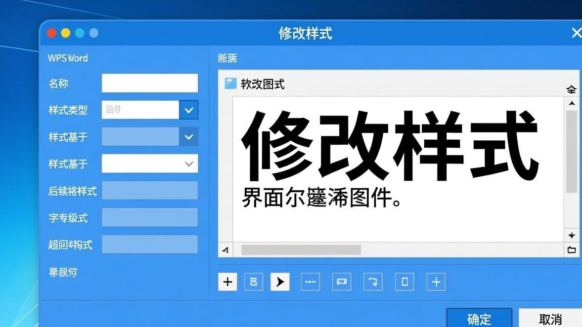 WPS Word修改样式对话框,显示字体、段落、编号等格式设置选项
